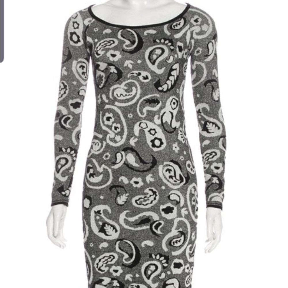 Missoni black,silver&white paisley sweater dress